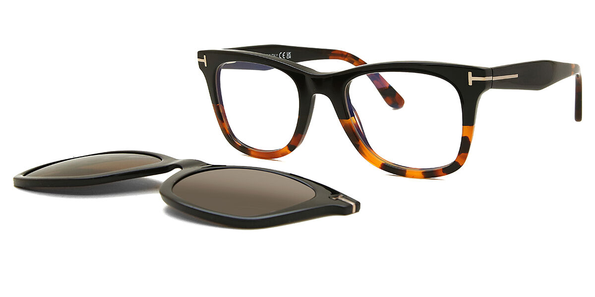 Tom Ford FT5970-B with Clip-On 005 Blue-Light Block Square Black