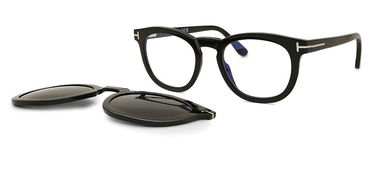 Tom Ford FT5993-B with Clip-On 001 Blue-Light Block Oval Shiny