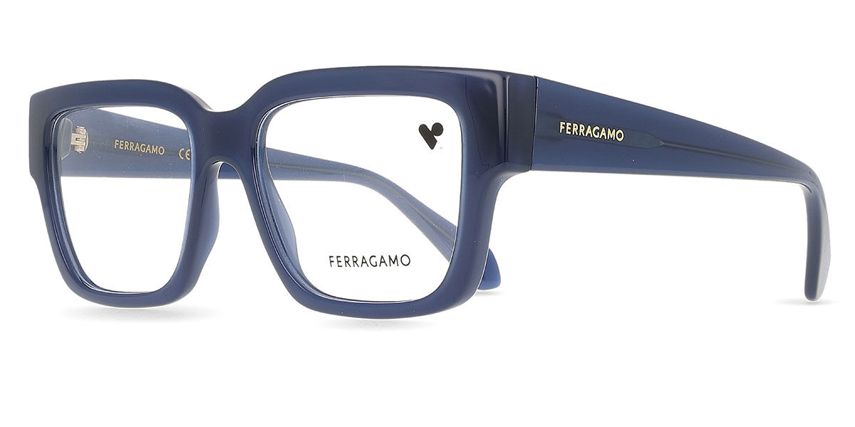 Salvatore Ferragamo サイズ5 定価約10万 Salvatore Ferragamo SF 2975 423 Square Opaline Blue Eyeglasses