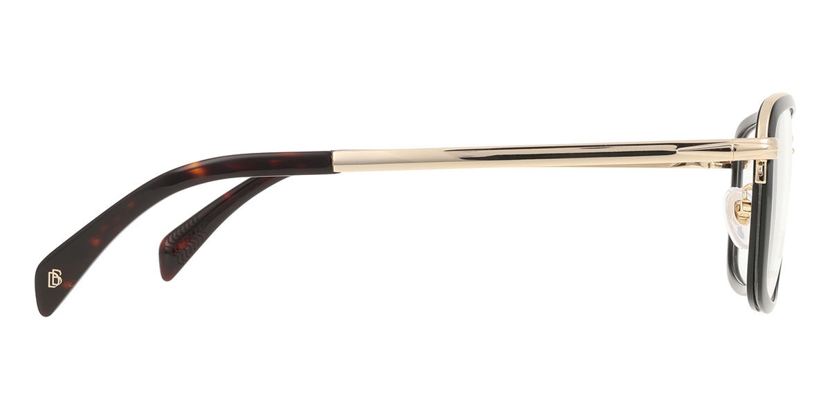 David Beckham DB 7072/F Asian Fit RHL Square Gold Black Eyeglasses