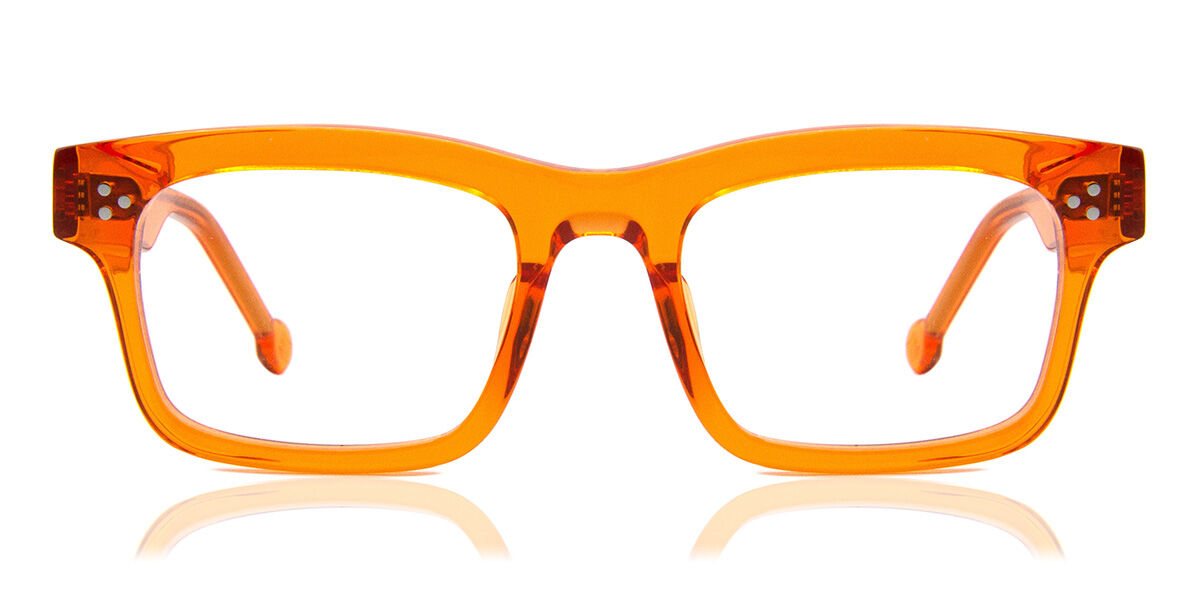 LA Eyeworks Wally 218 Square Transparent Persimmon Orange